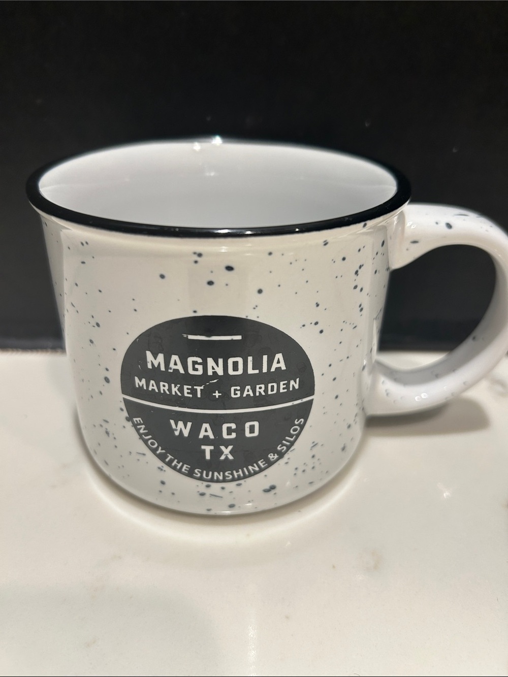 MAGNOLIA Market + Garden Waco TX White Speckled Ceramic Mug